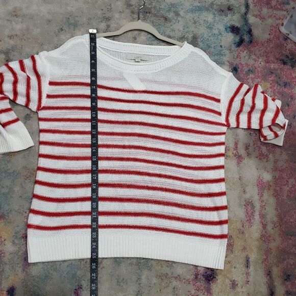 LOFT Striped Knit Sweater in Red & White Size M - Picture 13 of 13